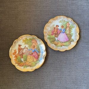 Vintage Limoges France Set of 2 Mini Plates Signed Fragonard